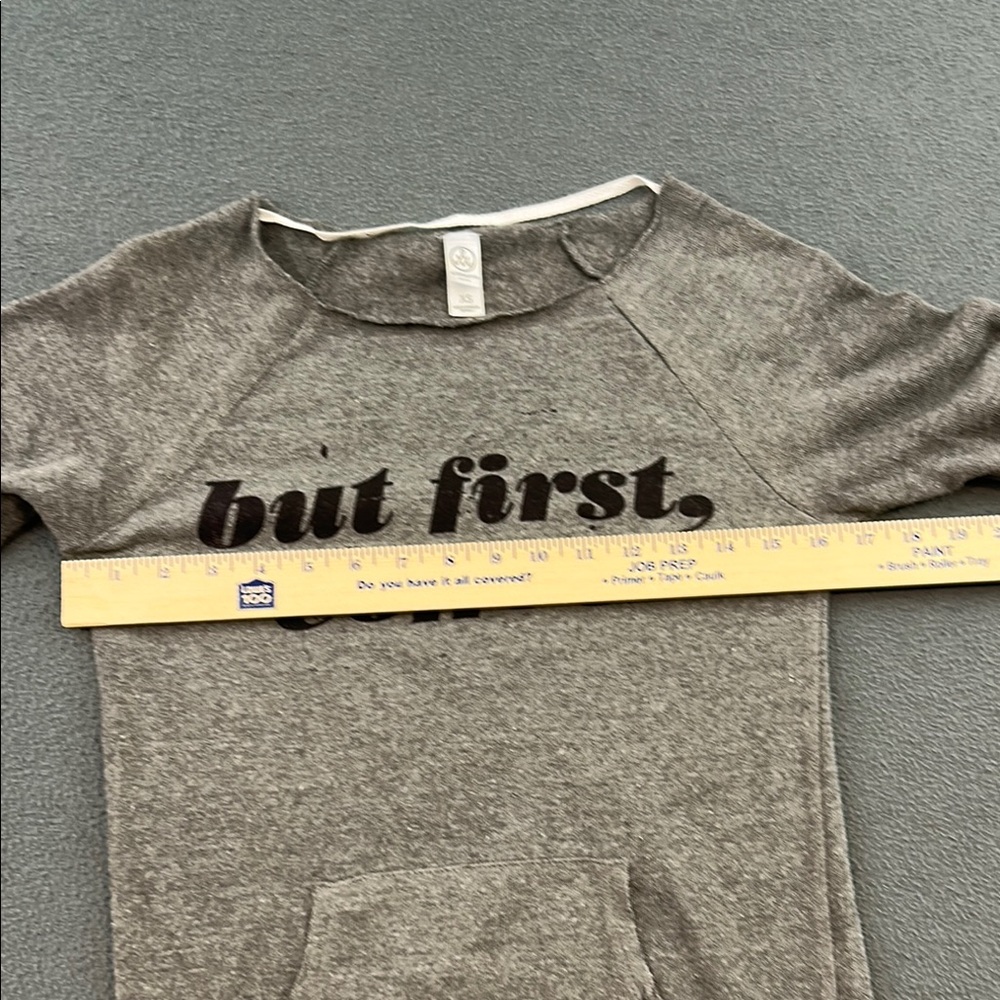 Gray Off-the-Shoulder “But First, Coffee” Sweater | Women’s XS - Picture 5 of 8